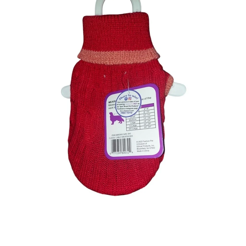 red Sweater Dog New Fashion Pet XXS XXSmall Knit Valentines